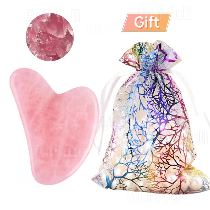 Rose Quartz Jade Roller and Gua Sha Facial Massage Tool