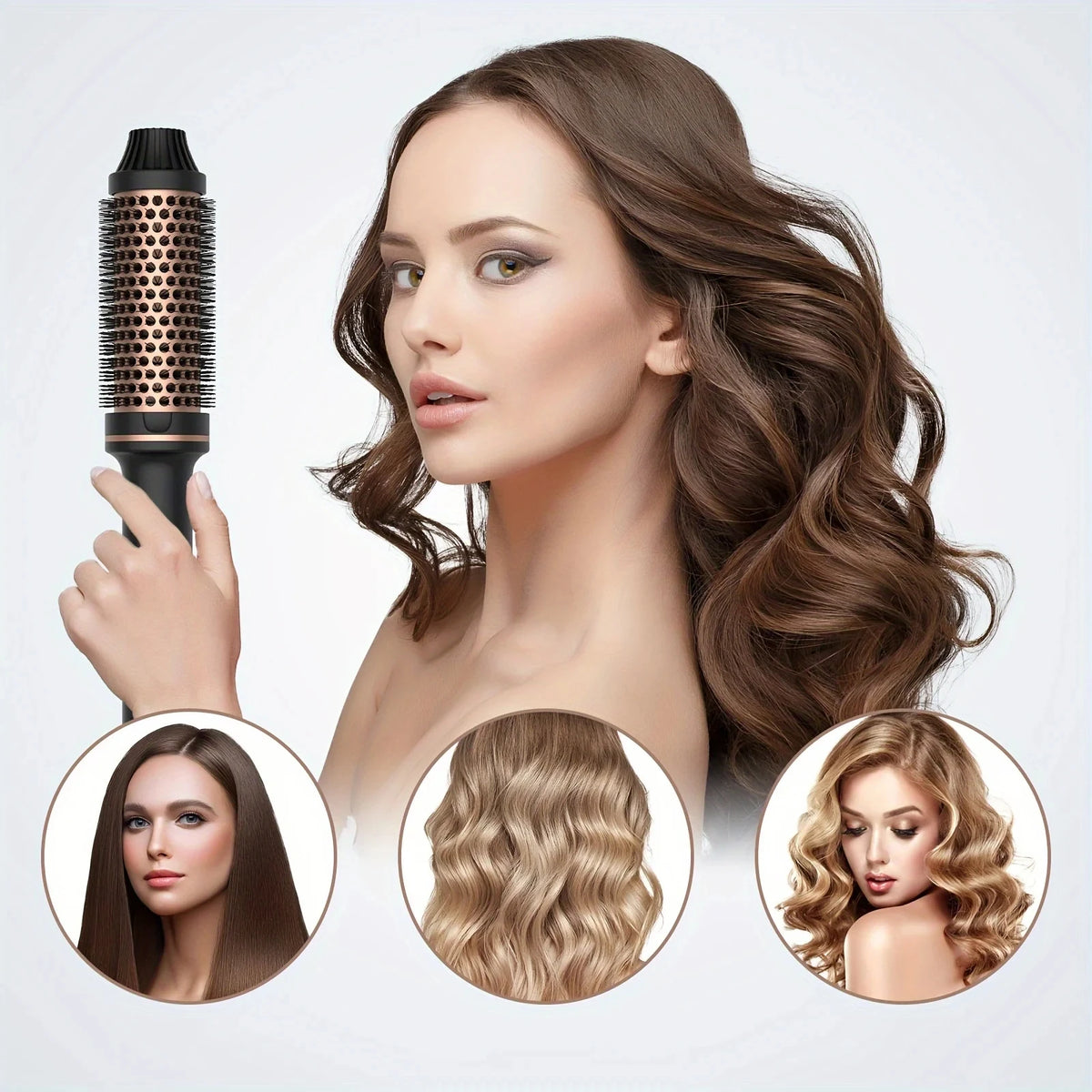 2-in-1 Hair Curler Straightener Styling Brush 