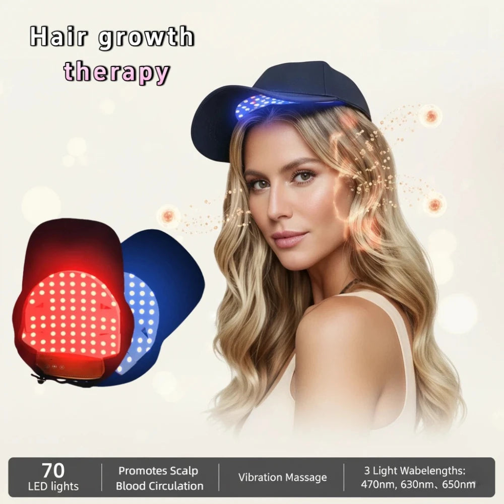 Laser Hair Growth Cap, Red Light Hat, Black