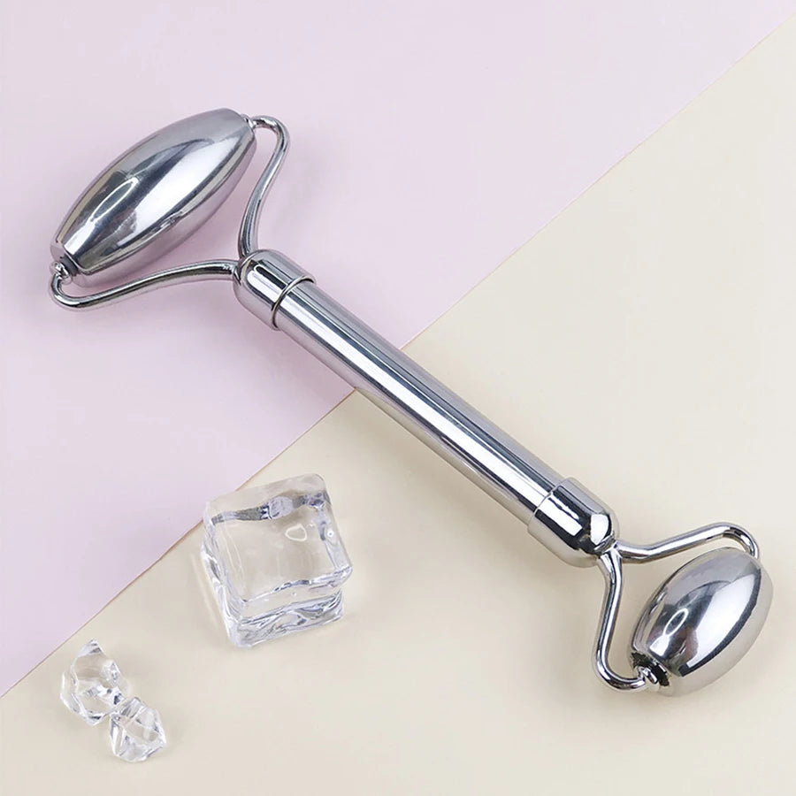 Ice Face Roller Set Stainless Steel Facial Roller and Gua Sha Tool