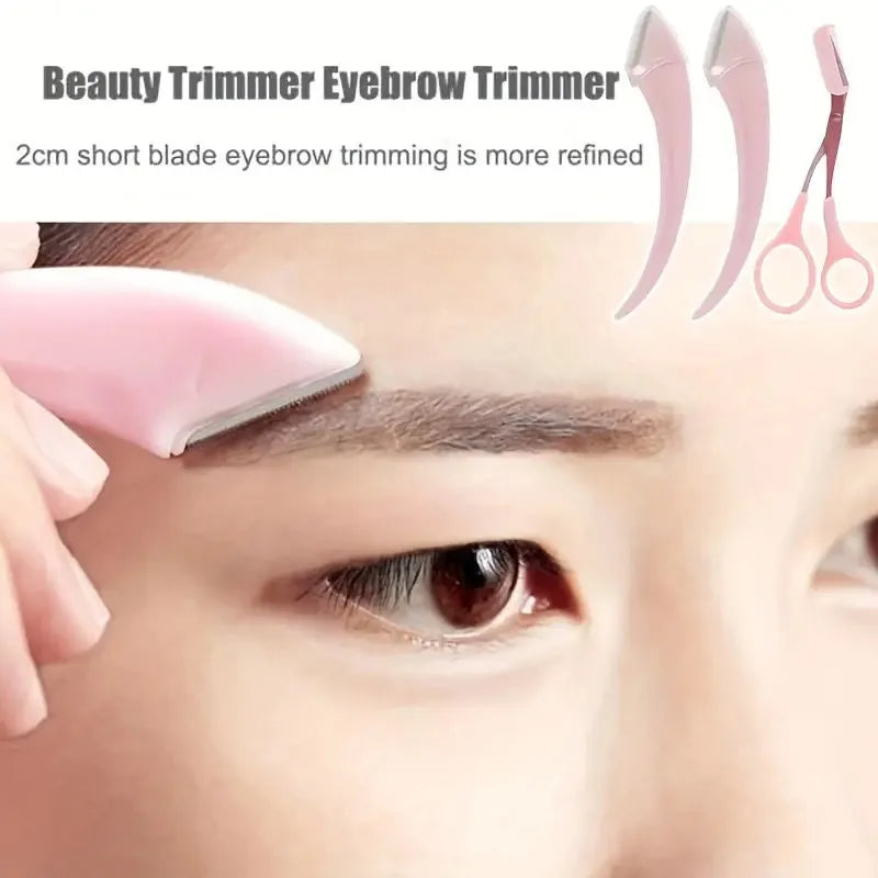 Eyebrow Trimmer Set with curved blade and scissors for precise eyebrow shaping and facial hair removal.