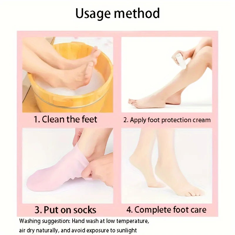 2pk Moisturizing Silicone Gel Socks for Dry Cracked Feet