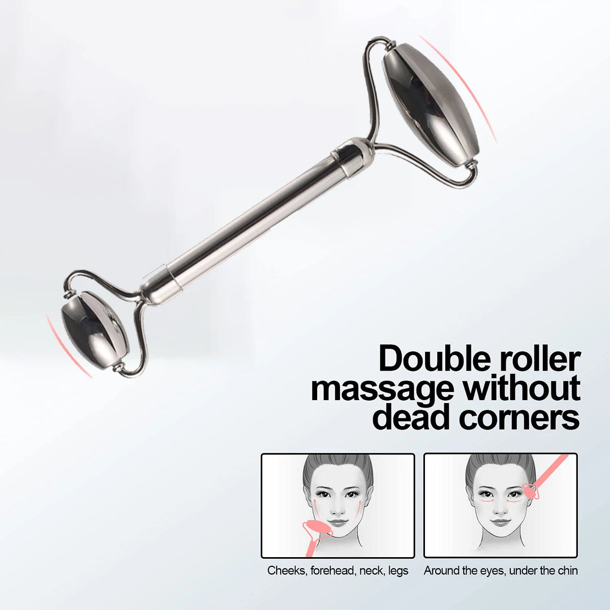 Ice Face Roller Set Stainless Steel Facial Roller and Gua Sha Tool