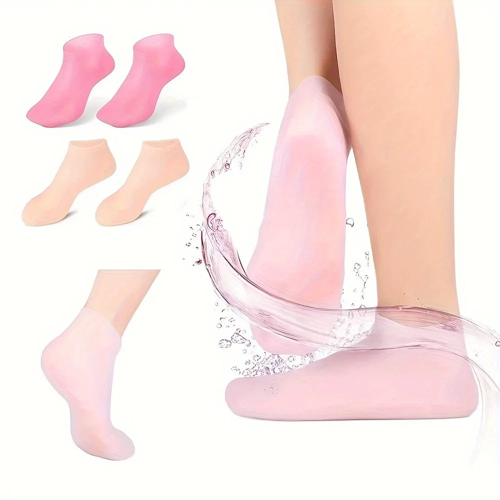 2pk Moisturizing Silicone Gel Socks for Dry Cracked Feet