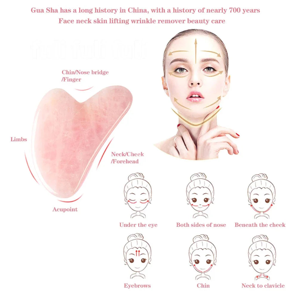 Rose Quartz Jade Roller and Gua Sha Facial Massage Tool