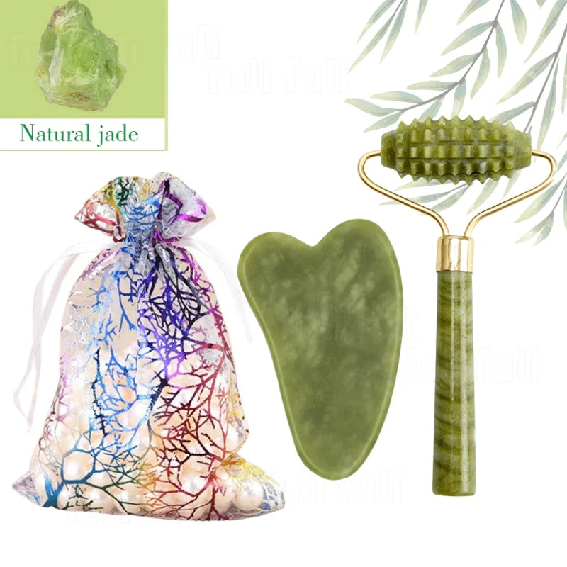 Rose Quartz Jade Roller and Gua Sha Facial Massage Tool