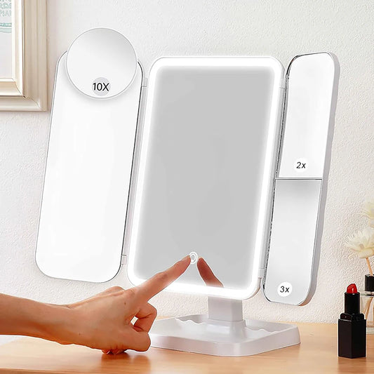 Trifold LED Makeup Mirror with Lights Smart Vanity Mirror