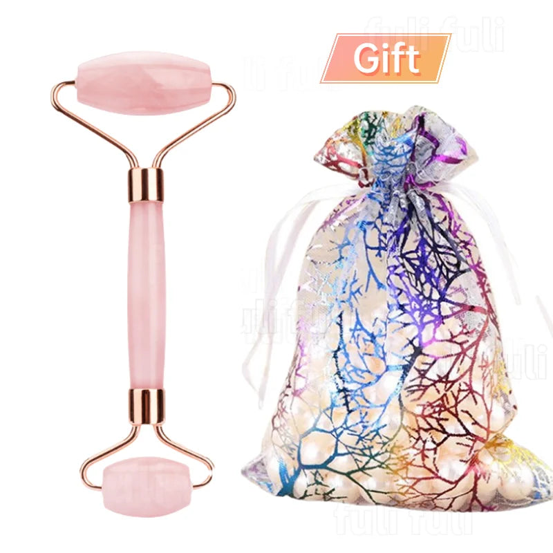 Rose Quartz Jade Roller and Gua Sha Facial Massage Tool
